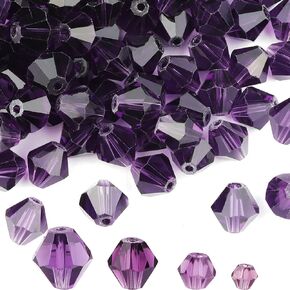400pcs Bicone Crystal Beads, 10mm Faceted Crystal Glass Beads Bulk, Loose Spacers Beads Bracelet Beads for Jewelry Making DIY Necklace Bracelet Earring