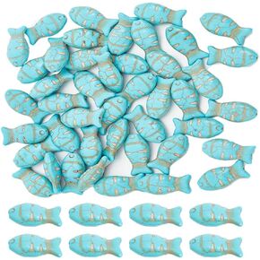 SUNNYCLUE 1 Box 50Pcs Turquoise Beads Fish Stone Bead Turquoise Stone Beads Summer Ocean Fish Bead Healing Energy Gemstone Turquoise Loose Beads for Jewelry Making DIY Earrings Bracelet Necklace