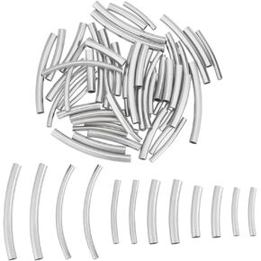 UNICRAFTALE 40Pcs 2 Colors 304 Stainless Steel Curved Tube Noodles Beads, 15mm Golden Tube Spacer Beads, Connector Loose Beads for DIY Bracelet Anklet Necklace Jewelry Making