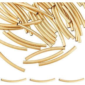 UniCraftale 40pcs 2 ألوان 304 حبات الأنبوب المنحني من الفولاذ المقاوم للصدأ ، حبات مزجعة أنبوب ذهبية 15 ملم ، حبات فضفاضة موصل لسيارة DIY مجوهرات قلادة.