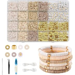 EMUFOOK 4500PCS Clay Beads Bracelet Making kit, 20 Color Heishi Beads Kit for Friendship Bracelet Jewelry Making Kit, DIY Jewelry Making Supplies Kit Teens