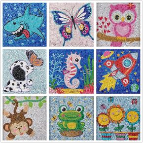 9 Pack 5D Diamond Painting Kits Cute Full Drill DIY Gem Arts and Crafts for Beginners Kids Ages 8-12 Diamond Dots for Home Wall Decor 6X6 inch