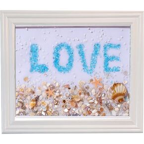 SZHTSWU DIY Photo Frame Kit, Handmade DIY Love Mosaic Arts Craft Kits, Resin Beach Stained Sea Glass Art Kit with Photo Frame for Adults DIY Home Decoration