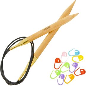 Knitpro Basix الدائرية إبر الحياكة 32 بوصة ، الحجم 19 (80 سم ، 15.00 مم) مع 10 علامات غرزة ملونة
