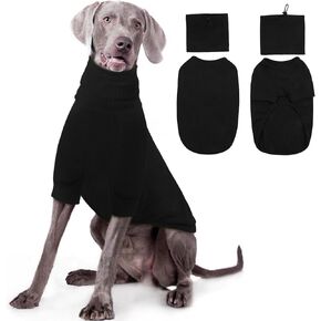 ROZKITCH Dog Shirt with Hoodie Dog Ears Cover 2 in 1, Soft Lightweight Dog Striped T Shirt Pullover Dog Tank with Detachable Ear Wrap, Dog Hoodie Tshirt Dog Boy Girl, Stretchy Sweater Black 3XL
