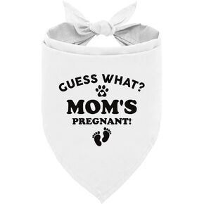 Guess What Mom's Pregenant Dog Bandana, Pregnancy Announcement Dog Bandana, Baby Announcement Dog Bandana, Pet Scarf Decorations Accessories, Pet Accessories for Dog Lovers (D56)