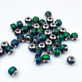 15pcs Mood European Beads Color Changing by Temperature Sensing Large Hole Barrel Spacer Beads with Stainless Steel Cores for Bracelet Necklace Choker Jewelry (7 * 8mm) in Saudi Arabia