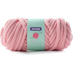 Chunky Yarn for Hand Knitting,Soft Bulky Yarn for Crocheting,Thick Big Twist Tubular Yarn for Making Blanket,Bags,Baskets,Pillows,Pet Nests 1.1lb/500g (2 Skeins Pink)
