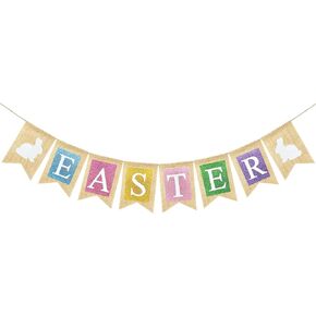 Easter Banner for Fireplace, Happy Easter Decorations Backdrop Spring Banner Welcome Sign for Easter Egg Hunt Decorations Spring Easter Home Decor Party Favor