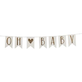 Elegant Brown "Oh Baby" Cardstock Banner - 7ft (1-Piece) - Premium Quality Material & Eye-Catching Design - Perfect for Photo Backdrops & Memorable Celebrations