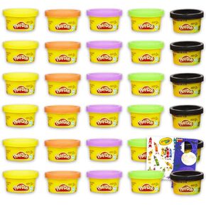 Play Doh Bulk 30 Pack - Bundle with 30 Play Doh Cans for Party Favors, Easter Basket Stuffers, Kids Arts & Crafts Plus Tattoos | Play Doh Bulk Party Favors (Halloween Packaging)