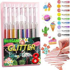 Glitter Gel Pens for Adult Coloring Books, Glitter Pens 300% More Ink Glitter Gel Pen Set for Drawing Doodling Journaling Craft Art Supplies