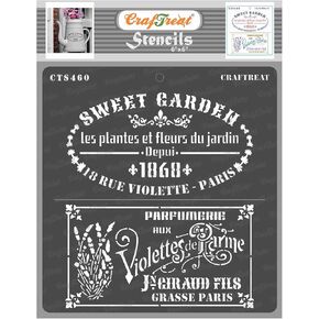 CRAFTREAT القابلة لإعادة الاستخدام الفرنسية للطلاء على الخشب ، قماش ، ورق ، نسيج ، أرضية ، جدار وبلاط - تسميات فرنسية - 6 × 6 بوصات - فنون الفنون والحرفية - الاستنسل الفرنسية الملصقات الفرنسية in Kuwait