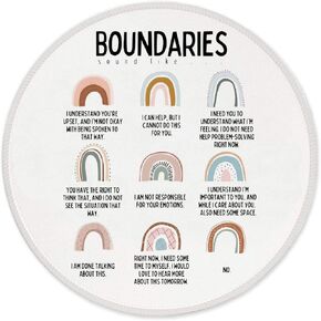 Znzd Boundaries are Like Mental Health Mouse Pad 7.9 x 7.9 Inch,Boho Rainbow Non-Slip Rubber Base Mousepads for Home Office College Dorm Desk Decor,Boho Lover Girls Women Counselor Psychologist Gifts