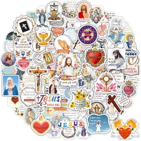 200PCS Catholic Stickers for Kids, Religious Stickers for Water Bottle Scrapbook Bible Stickers for Adult Women Saint Catholic Gift Jesus Virgin Mary Sacred Heart