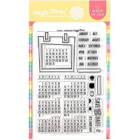 Waffle Flower Calendar Stamp Set - This is a 4" x 6" Set of 32 Stamps. Approximate Stamp Size: -Calendar Frame: 2-1/4" x 2-3/8" -Monthly Calendar Dates: 1-3/8" x 1" -June: 3/8" x 1/4"