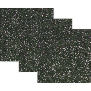 10"x12"(1 Foot)3-Sheets,Siser Glitter Iron-on Heat Transfer Vinyl HTV for T-Shirts(Black)