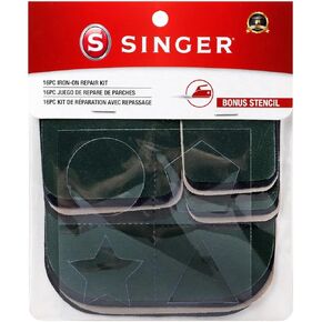 SINGER Iron-On Repair Kit, 16 Assorted Twill Repair Patches