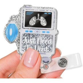 XQLZY Just Need to Vent Funny Glitter Badge Reels Holder, Cute Ventilator Badge Holder for Medical Graduates, Christmas Birthday Gift for Respiratory Physician Nurse Physician Assistant ICU MD RN LPN