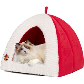 Cat Cave Bed for Indoor Cats, Warm Cat Beds/Dog Beds for Small Dogs Cat Tent Bed for Puppy Kitten with Removable Cushion