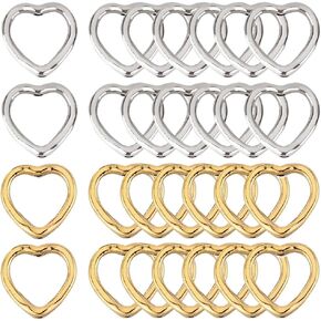 120Pcs Heart Beads Frame, Small Frame Metal Beads, Alloy Tibetan Style, Hollow Gold & Silver, Love Linking Rings, DIY Crafts
