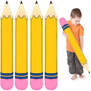 4 Pcs Giant Large Inflatable Pencil Balloon Birthday Party Back To School Graduation Favor Blow Up Balloon Hanging Classroom Decoration for Classroom Garden Room Birthday Party Decorations