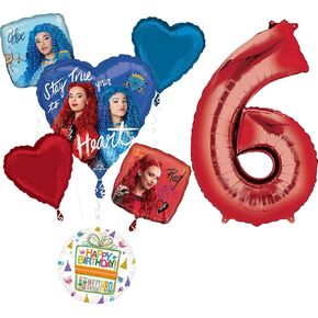 The Descendants The Rise of Red 6th Birthday Party Supplies Balloon Bouquet Decorations - Red 6