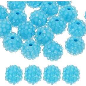 PATIKIL 14mm Resin Rhinestone Beads for Beadable Pen, 20 Pack Ball Disco Sparkly Chunk Round Focal Bubblegum Beads for Jewelry Making Craft Necklace Chain Bracelets DIY, Black Blue