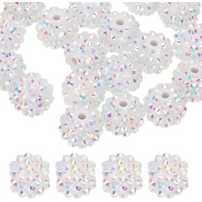 PATIKIL 14mm Resin Rhinestone Beads for Beadable Pen, 20 Pack Ball Disco Sparkly Chunk Round Focal Bubblegum Beads for Jewelry Making Craft Necklace Chain Bracelets DIY, Black Blue in Kuwait