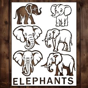 Elephant Stencil | Reusable Wildlife African Animal Elephant Stencils for Painting on Wood, Glass, Wall, Rock, Fabric, Walls, Canvas, Glassware | Jungle Animals Stencil Template 8.5"x 11"