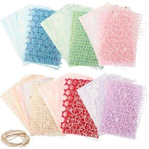90 Sheets Scrapbook Paper and Decorative Mesh Fabric Assorted Set with 12 Pcs Strings, Decoupage Paper for Scrapbooking, Junk Journals, Journaling Supplies, DIY Paper Craft (SIZE:5.71 x 3.74inch)
