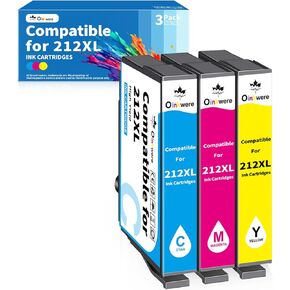 Remanufactured Ink Cartridges Replacement for Epson 212 212XL Ink Cartridges Compatible for XP-4100 XP-4105 Workforce WF-2850 WF-2830 Printer Ink (3-Pack, C/M/Y)