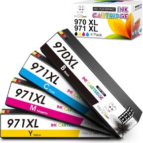 MS DEER 970XL 971XL Ink Cartridges Compatible Replacement for HP 970 971 XL High Yield Work for HP OfficeJet Pro X451dw X476dw X451dn X476dn X551dw Printer (4-Pack, 1 Black 1 Cyan 1 Magenta 1 Yellow)