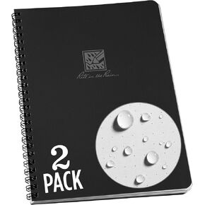 Rite in the Rain Weatherproof Side Spiral Notebook, 6.625" x 8.5", Orange Cover, Universal Pattern, 2 Pack (No. OR73-LGL2)