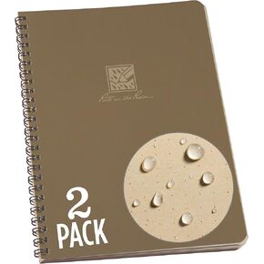 Rite in the Rain Weatherproof Side Spiral Notebook, 6.625" x 8.5", Orange Cover, Universal Pattern, 2 Pack (No. OR73-LGL2)