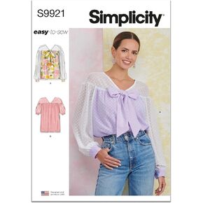 Simplicity Easy to Make Misses' Relaxed Fit Top Sewing Pattern Packet, Design Code S9921, Sizes 8-10-12-14-16, Multicolor