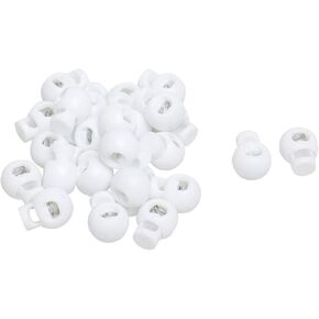 uxcell 25pcs Plastic Cord Lock Stopper End Spring Stop Toggle Fastener Stopper Rope End for Drawstring Clothing, Shoelace, Bag, Camping White