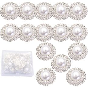 15PCS Alloy Rhinestone Buttons mbellishments Set for Sewing Clothes Coat Curtains Pillows Suits Knitting Sweaters Sewing Crafting Handmade Crafts Replacement Size 0.8 inch/20mm（Silver）