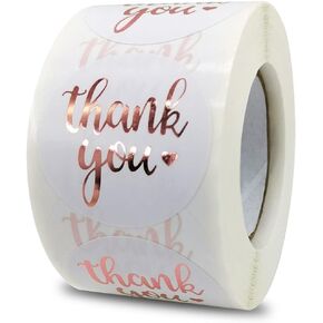 Rose Gold Thank You Stickers - 500 Count | Elegant Adhesive Labels for Events, Parties, and Business Promotions | Professional Packaging Accessories