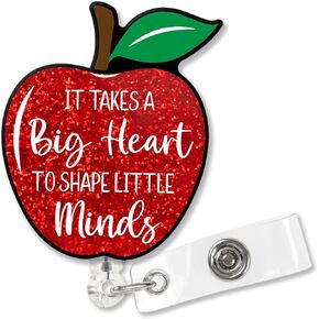 XQLZY Teach Love Inspire Silver Glitter Cute Badge Reel Retractable with Alligator Clips, Funny Bow ID Badge Holder Gift for Teachers, Tutor, Professor, Educators, Back to School Gift