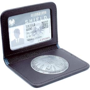 Marvel Agents of S.H.I.E.L.D. Badge ID Card Replica Set Exclusive | Marvel Studios Collectible 4-Inch Black Leather Wallet | Superhero Comic Book Accessories