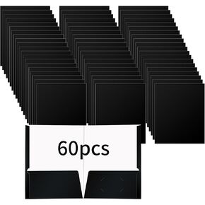 60 Pack 2 Pocket Glossy Paper Folders for Letter Size Papers in Glossy Laminated Bulk Presentation Portfolio Folders for Office, School, Teacher (Black)