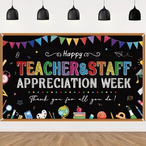 Teacher Appreciation Week Backdrop Banner Decorations Thank You Teachers and Staff Banner 2025 We Appreciate You Banner School Classroom Decorations