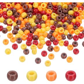 HARFINGTON 1000Pcs Pony Beads 6x9mm 4 Assorted Colors Acrylic Bulk Plastic Barrel Bead Red White Black Clear for Necklace Key Chain Jewelry Making