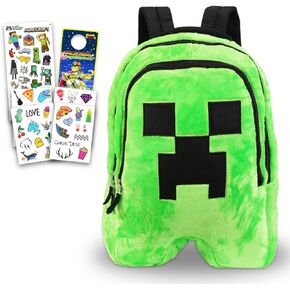 Minecraft Creeper Plushie Set - Bundle with 18" Minecraft Creeper Plush Doll with Carrying Straps Plus Stickers, Tattoos, and More | Minecraft Gifts for Boys