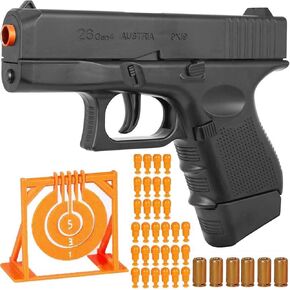 Zonzxcv Toy Glock Soft Bullet Gun Shell Fully Automatic Ejecting Toy Gun Prop Gun with Target Toy Pistol Stress Shot Fake Prop Shooting Game Toy Gun Pistol (Brown)
