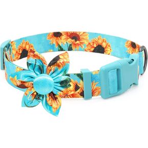 Cute Dog Collar Fancy Floral Boy Dog Collar with Sunflower Bowtie Dog Collar for Cute Boy Male Cats Dogs Spring Summer Dog Collar for Small Medium Large Dogs