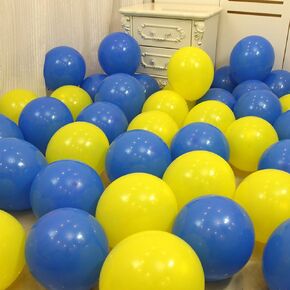 50 PCS 12 بوصة البالونات الأصفر والأزرق والبالونات الصفراء والبالونات الزرقاء لزخارف حفل زفاف عيد الميلاد