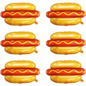 Large Hot Dog Hamburger Shape Balloons, 6 Pack Picnic Snacks BBQ Party Hot Dog Burger Foil Balloon For Birthday Baby Shower Carnival Fast Food Themed Party Fast Food Themed Party