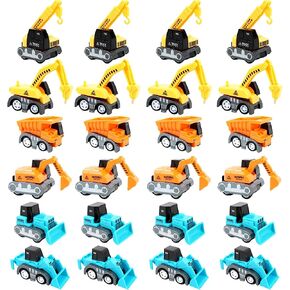 24 Pcs Mini Construction Car Toys Small Pull Back Construction Cars Plastic Pullback Engineer Vehicles Truck for Kids Birthday Gift Classroom Prize Party Favor